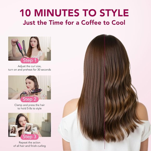 SKG Hair Crimper Curling Wand 4 Adjusted Curl Size Beach Wave Hair Tool HCW300-1 - Picture 5 of 9